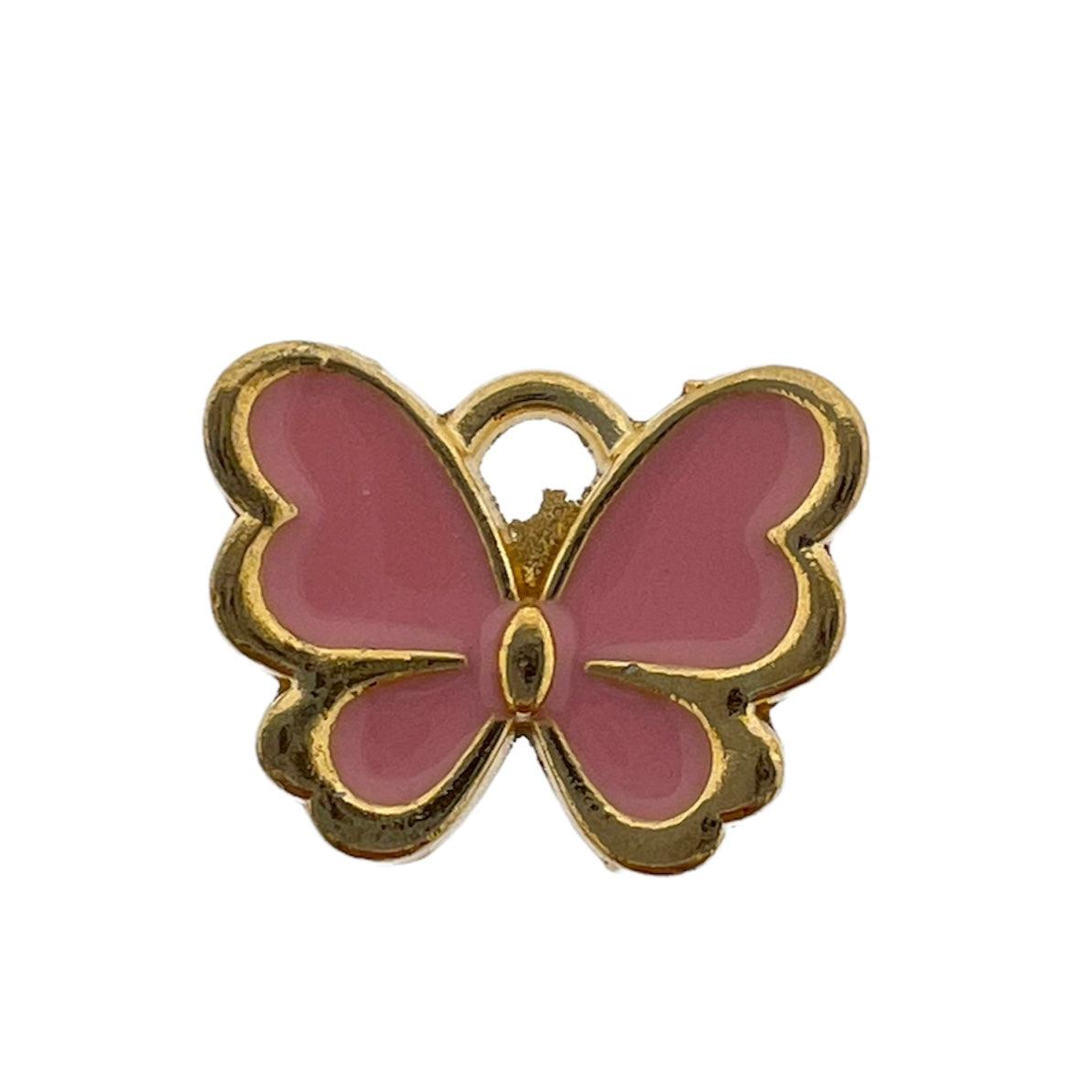 Bedel vlinder roze-goud 10.5x13x3mm-bedels-Kraaltjes van Renate
