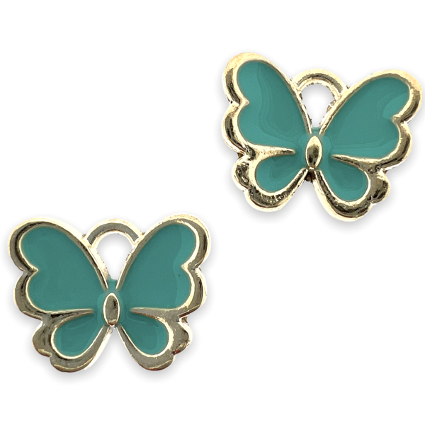 Bedel vlinder turquoise goud 10.5x13x3mm-bedels-Kraaltjes van Renate