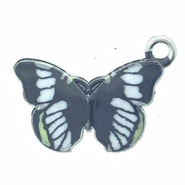 Bedel vlinder zwart Zilver 20x12mm-Kraaltjes van Renate