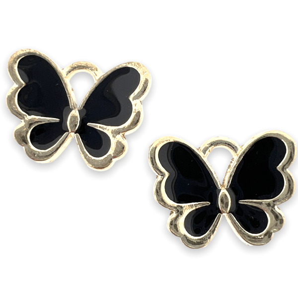 Bedel vlinder zwart goud 10.5x13x3mm-bedels-Kraaltjes van Renate