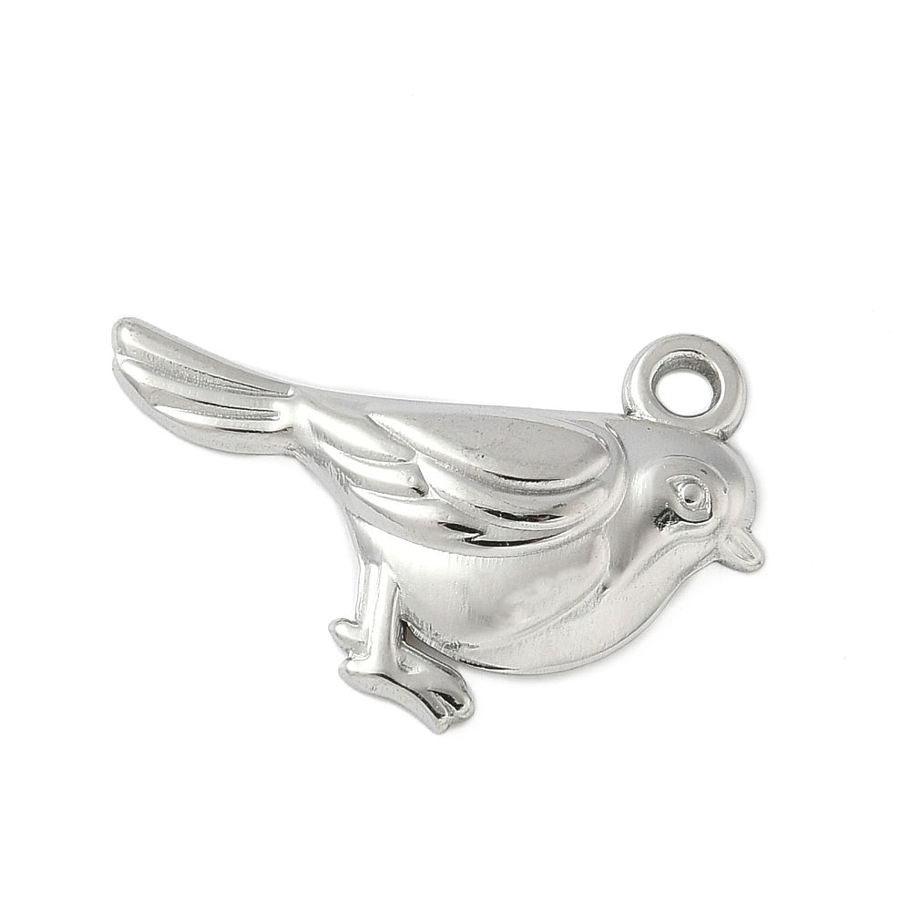 Bedel vogel RVS zilver 17mm - per stuk-bedels-Kraaltjes van Renate