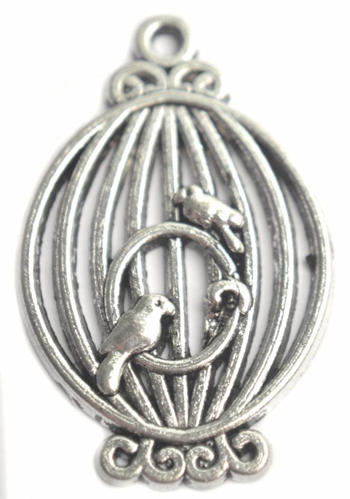 Bedel vogelkooi zilver 33x21mm - 3st-Kraaltjes van Renate