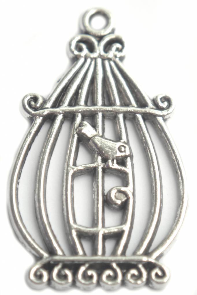 Bedel vogelkooi zilver 34mm - 3 stuks-Kraaltjes van Renate