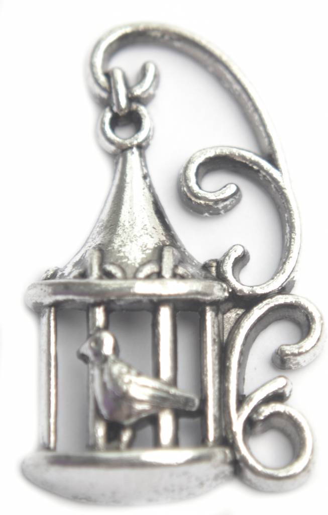 Bedel vogelkooi zilver 35x21mm - 3st-Kraaltjes van Renate