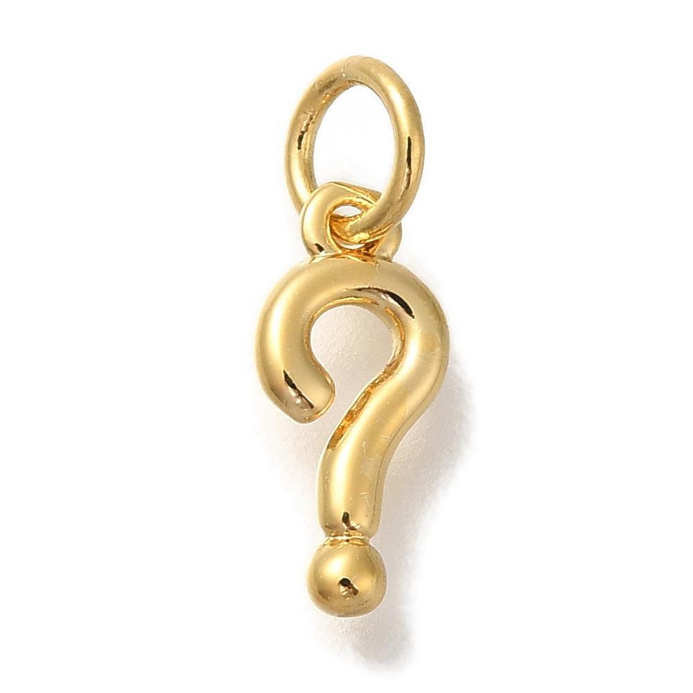 Bedel vraagteken 18K brass goud 12mm- per stuk-bedels-Kraaltjes van Renate
