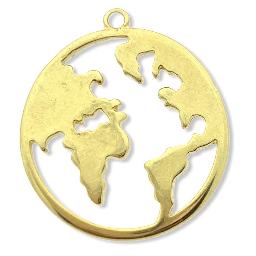 Bedel wereldbol Goud 24kr DQ 28x24mm-Kraaltjes van Renate