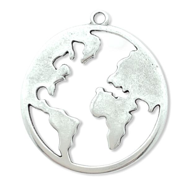 Bedel wereldbol Zilver DQ 28x24mm-Kraaltjes van Renate