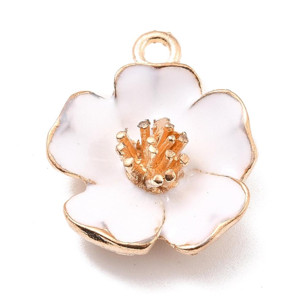 Bedel wit bloem basic goud 23x20mm-bedels-Kraaltjes van Renate