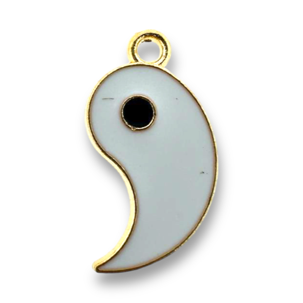 Bedel yin yang wit goud 19x10x1.2mm-bedels-Kraaltjes van Renate