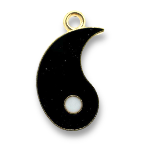 Bedel yin yang zwart goud 19x10x1.2mm-bedels-Kraaltjes van Renate