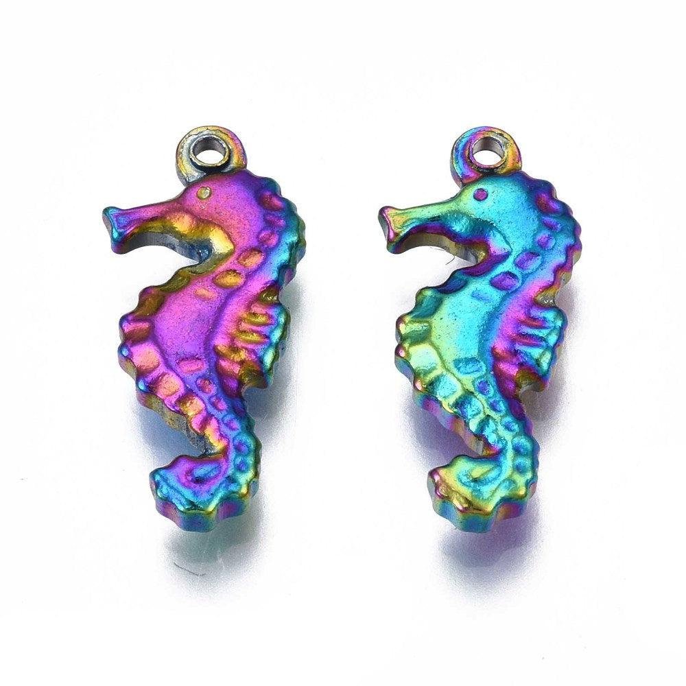 Bedel zeepaardje regenboog RVS 20x10mm-bedels-Kraaltjes van Renate