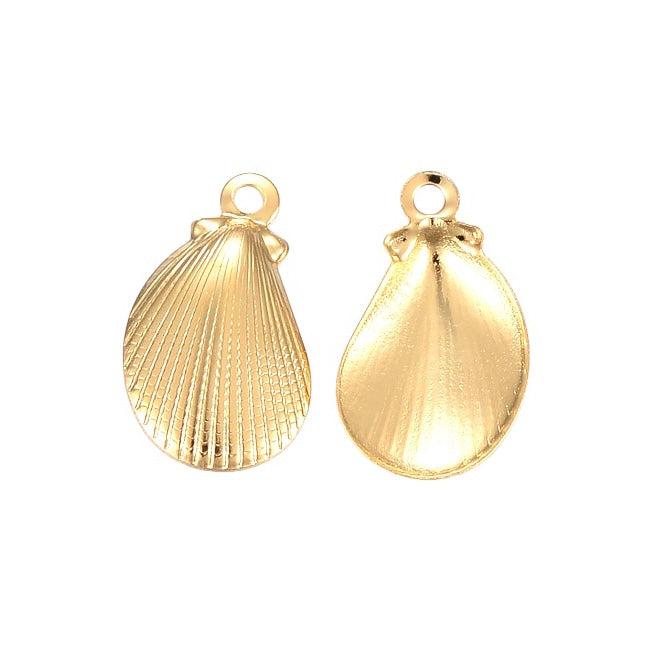 Bedel zeeschelpje Stainless steel 18k Goud 12mm-bedels-Kraaltjes van Renate