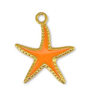 Bedel zeester Glitter Orange-Goud DQ 26x31mm-bedels-Kraaltjes van Renate