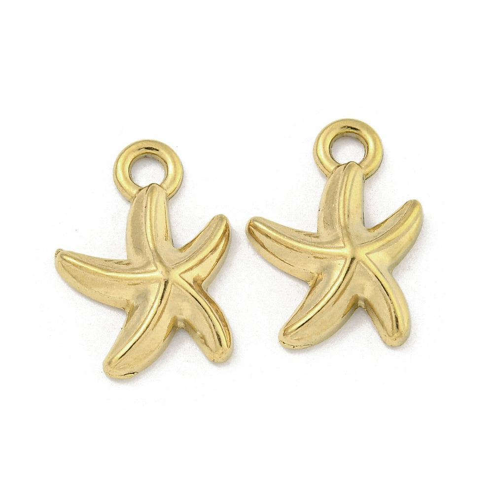 Bedel zeester RVS 18K Goud 14mm - per stuk-bedels-Kraaltjes van Renate