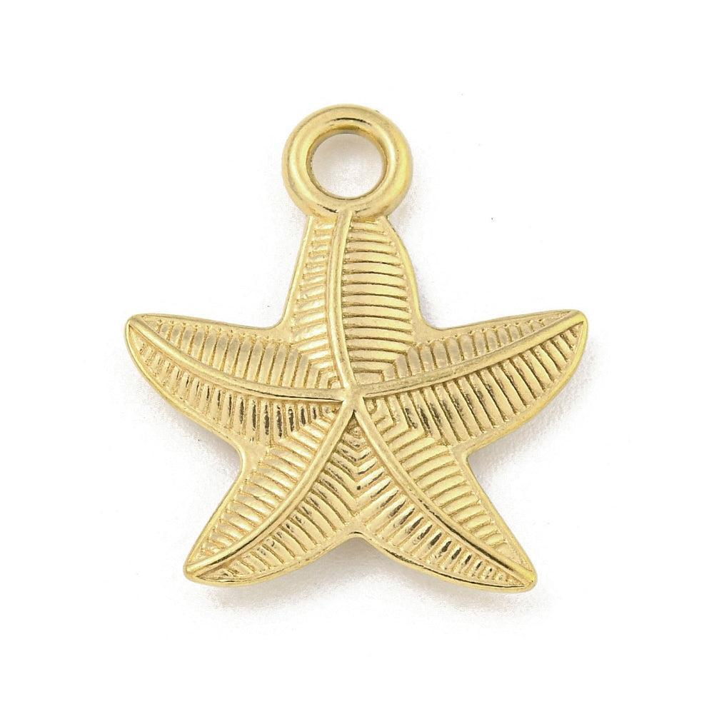 Bedel zeester RVS 18K Goud 21,5mm - per stuk-bedels-Kraaltjes van Renate