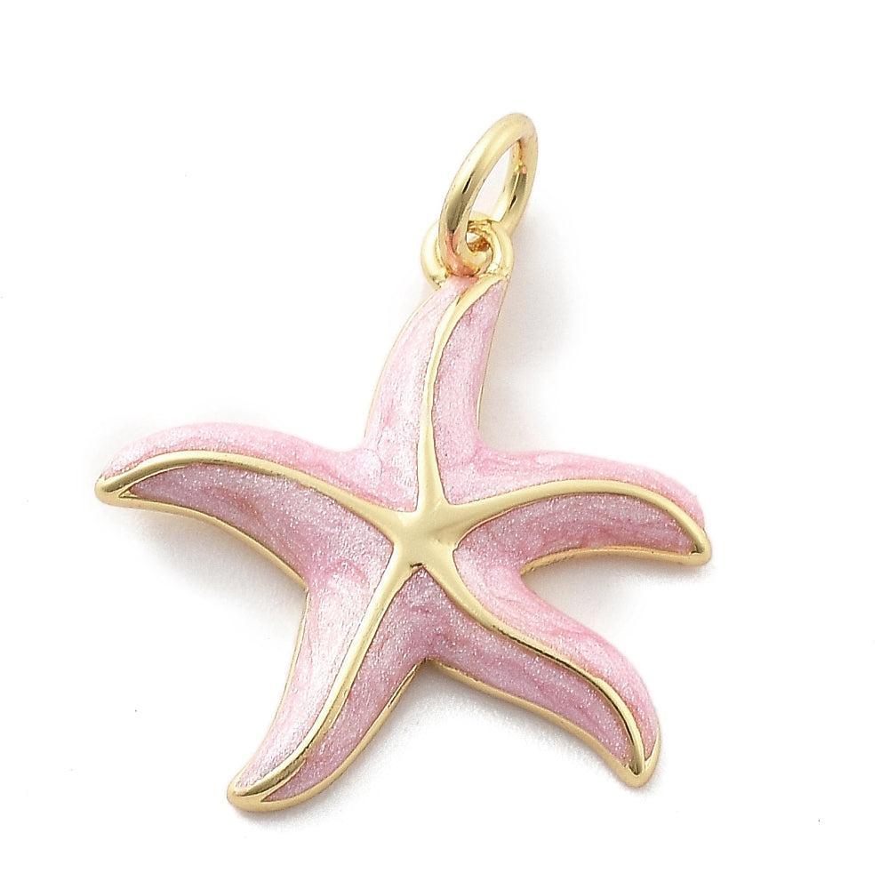 Bedel zeester roze RVS 18K goud 18mm - per stuk-bedels-Kraaltjes van Renate