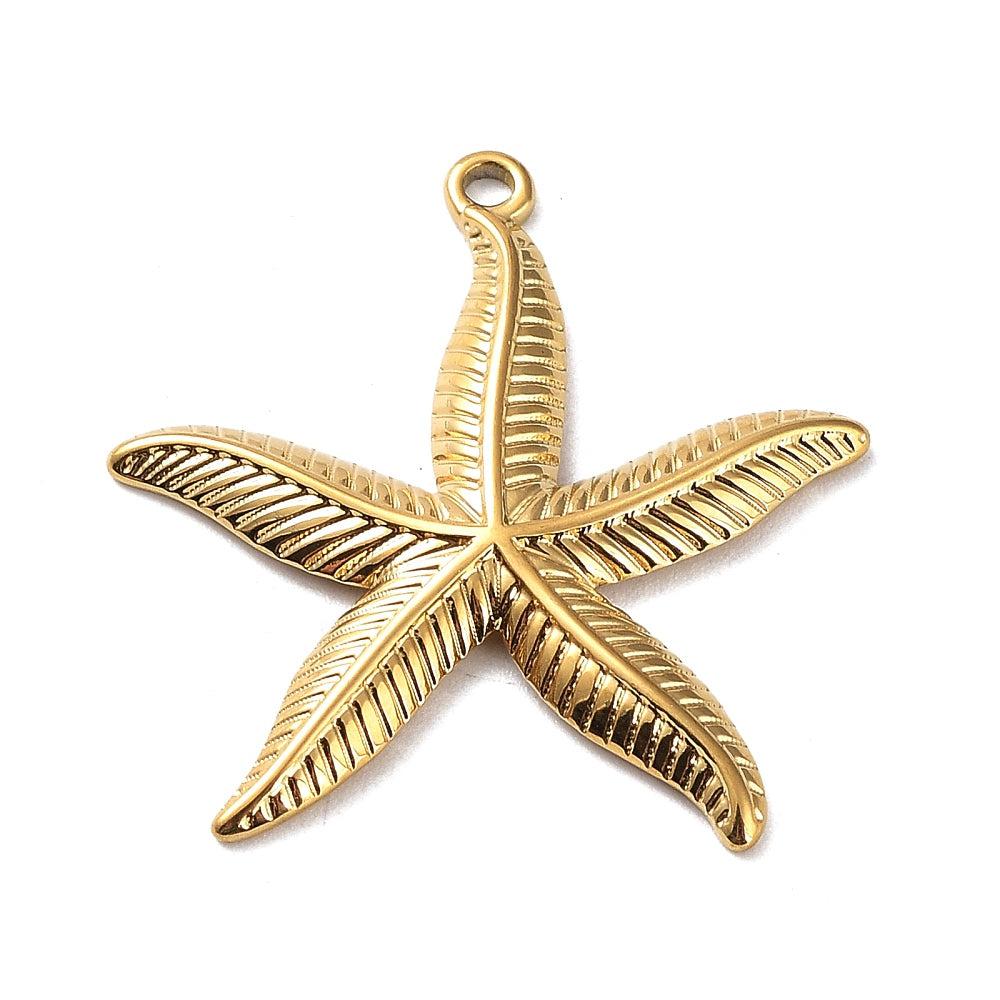 Bedel zeester streepjes goud 18K RVS 29x28mm-bedels-Kraaltjes van Renate