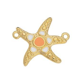 Bedel zeester tussenzetsel RVS 24K goud peach 23mm - per stuk-bedels-Kraaltjes van Renate