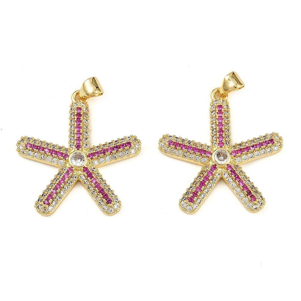 Bedel zeester zirconia 18K goud 27mm - per stuk-bedels-Kraaltjes van Renate