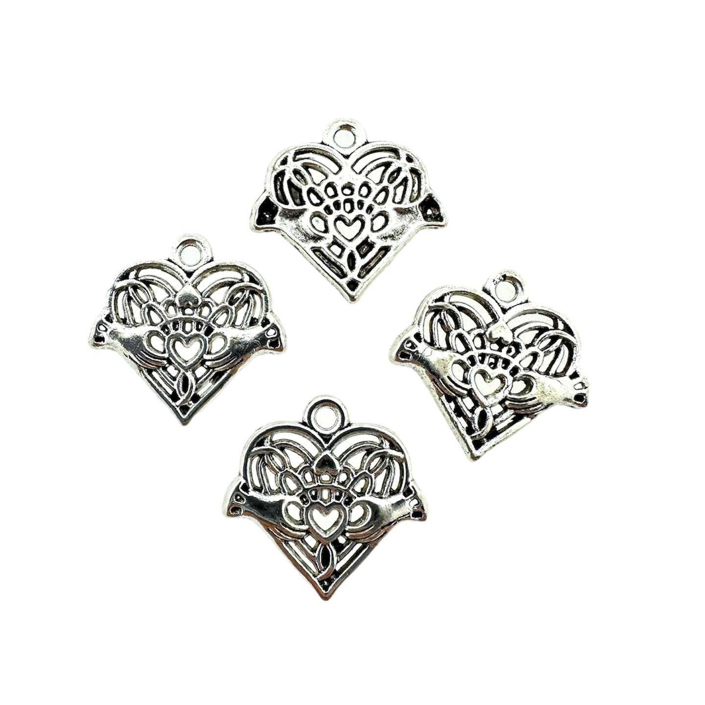 Bedel zilver hart 20x20.5x2mm- 4 stuks-bedels-Kraaltjes van Renate