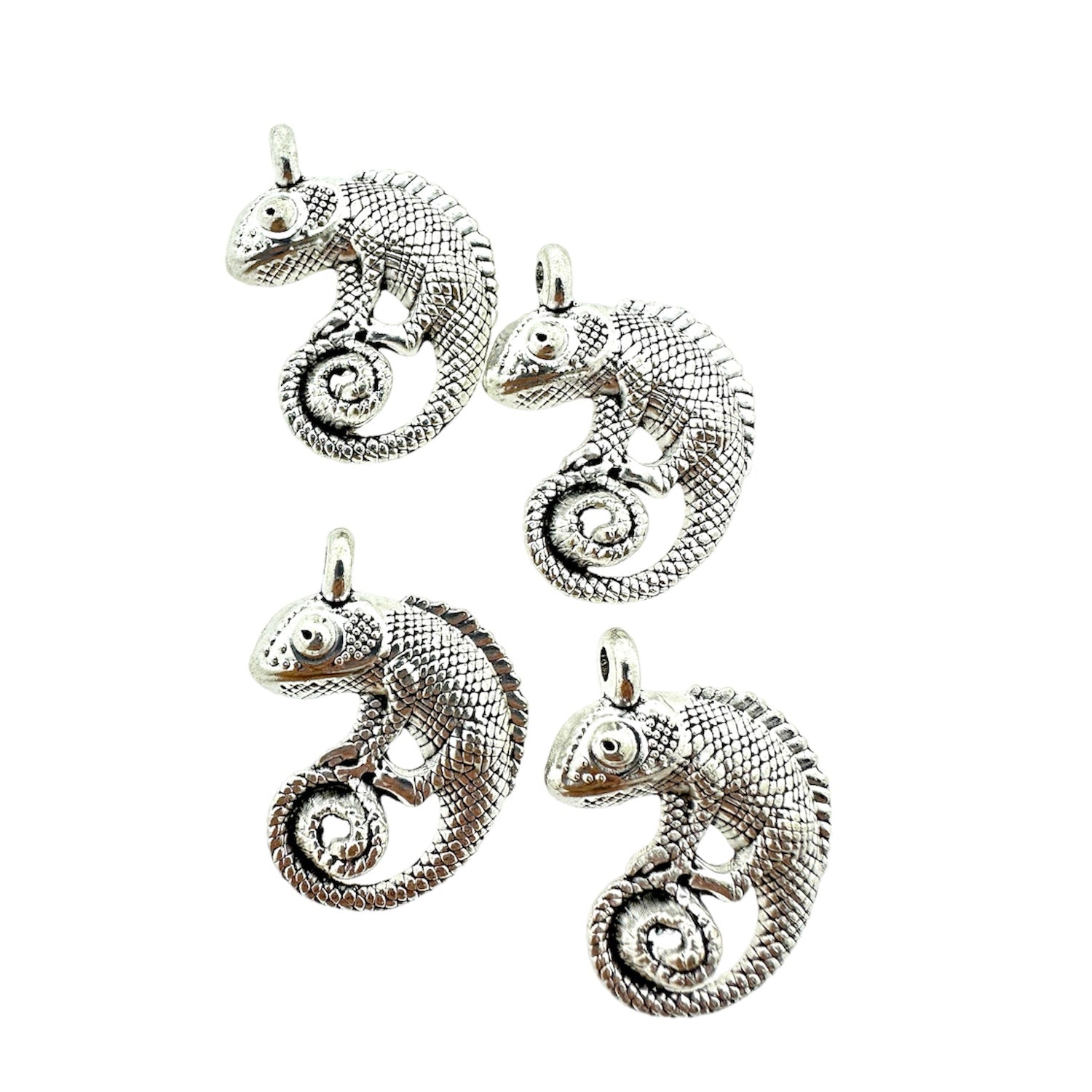 Bedel zilver kameleon 26x20x3,5mm 4 stuks-bedels-Kraaltjes van Renate