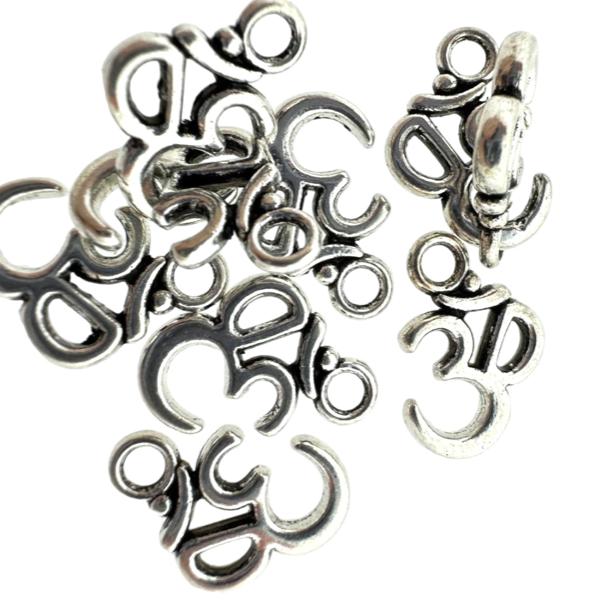 Bedel zilver om/aum symbool 15.5x10.5x2mm- per stuk-bedels-Kraaltjes van Renate