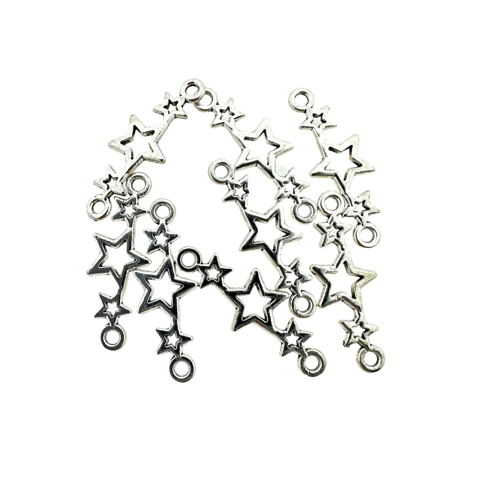 Bedel zilver sterren 9x25x1,5mm 8 stuks-bedels-Kraaltjes van Renate