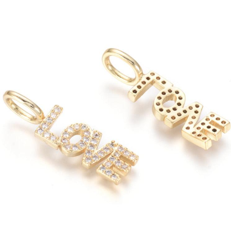 Bedel zirconia LOVE 18k plated Goud 24mm-bedels-Kraaltjes van Renate