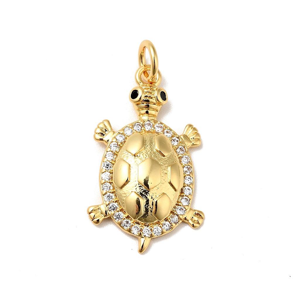 Bedel zirconia Schildpad 18k plated Goud 23mm-bedels-Kraaltjes van Renate