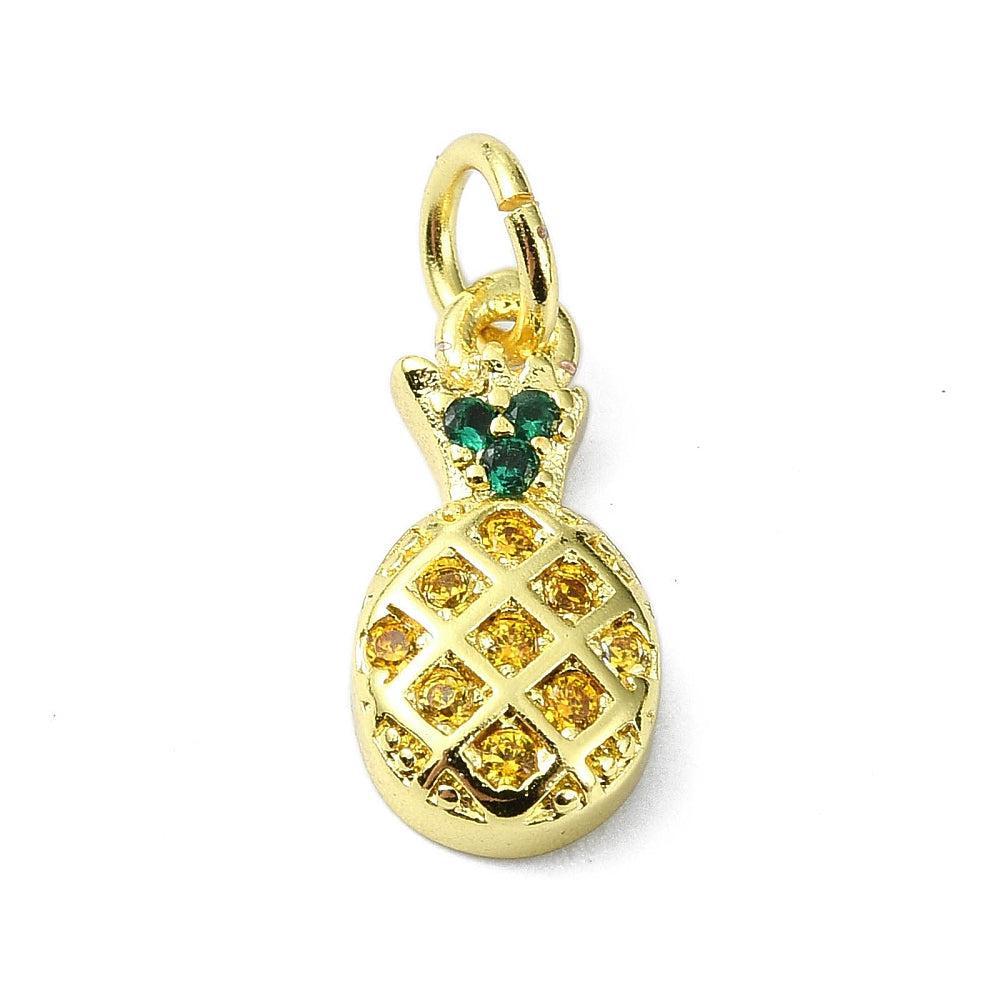 Bedel zirconia ananas 18K brass goud 13,5mm- per stuk-bedels-Kraaltjes van Renate