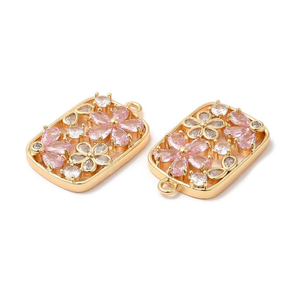 Bedel zirconia bloem 18K goud 26x16mm-bedels-Kraaltjes van Renate