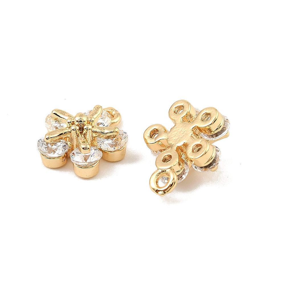 Bedel zirconia bloem brass 18K goud 11mm - per stuk-bedels-Kraaltjes van Renate
