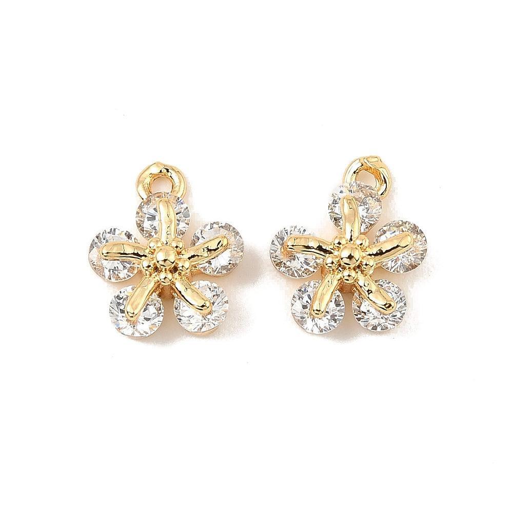 Bedel zirconia bloem brass 18K goud 11mm - per stuk-bedels-Kraaltjes van Renate