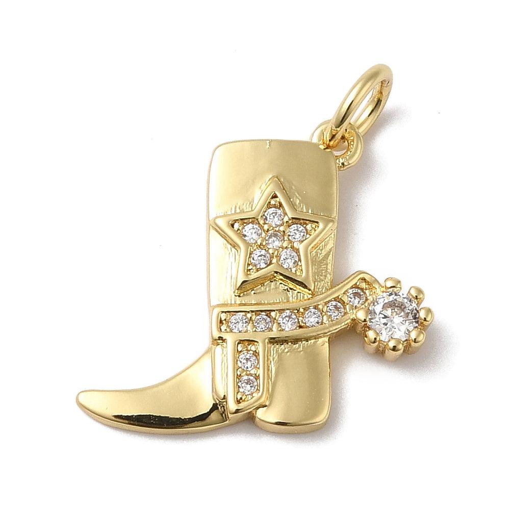 Bedel zirconia cowboy brass 18K goud 16x18mm-bedels-Kraaltjes van Renate