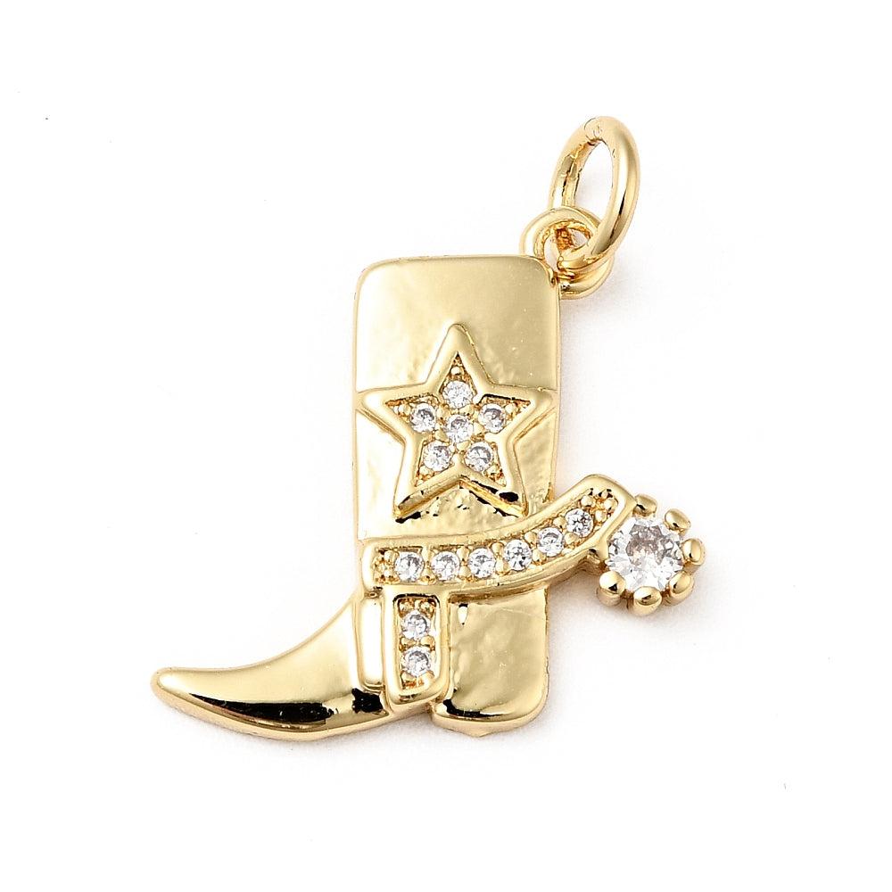 Bedel zirconia cowboylaars 18K goud 17x2mm-bedels-Kraaltjes van Renate