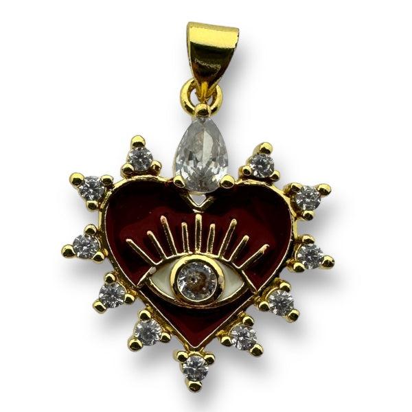 Bedel zirconia emaille hart 16K gold plated Bruin 24mm-bedels-Kraaltjes van Renate