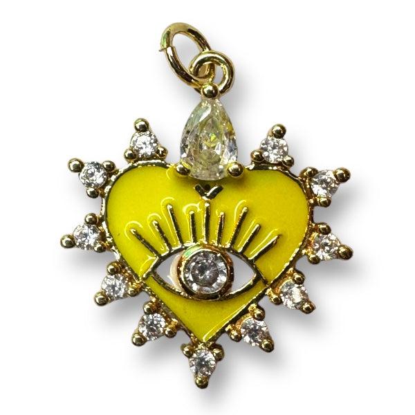 Bedel zirconia emaille hart 16K gold plated Geel 24mm-bedels-Kraaltjes van Renate