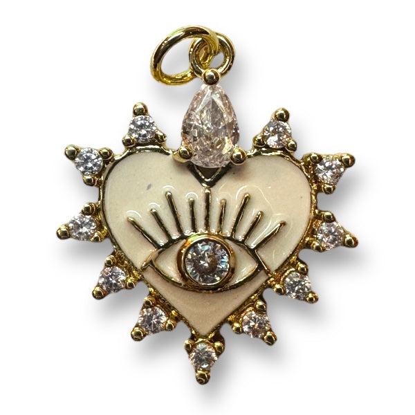 Bedel zirconia emaille hart 16K gold plated Wit 24mm-bedels-Kraaltjes van Renate