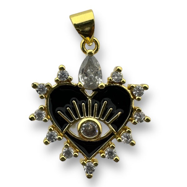 Bedel zirconia emaille hart 16K gold plated Zwart 24mm-bedels-Kraaltjes van Renate