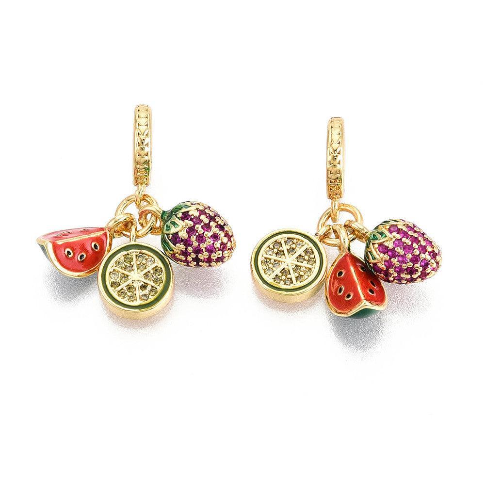 Bedel zirconia fruit RVS 18K goud 27mm - per stuk-bedels-Kraaltjes van Renate
