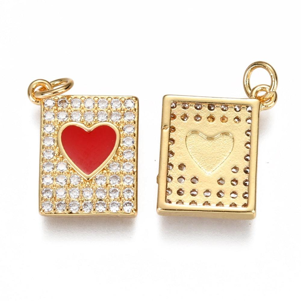 Bedel zirconia hartje/goud 18K 17mm-bedels-Kraaltjes van Renate