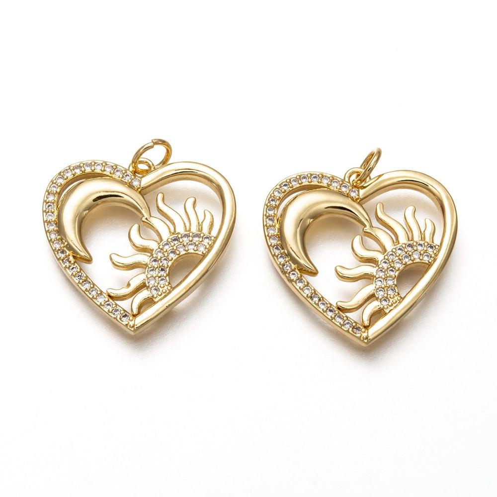 Bedel zirconia heart moon brass 18K goud 21x2,5mm-bedels-Kraaltjes van Renate