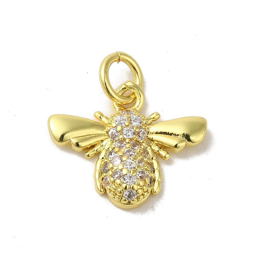 Bedel zirconia insect 18K brass goud 12,5mm- per stuk-bedels-Kraaltjes van Renate