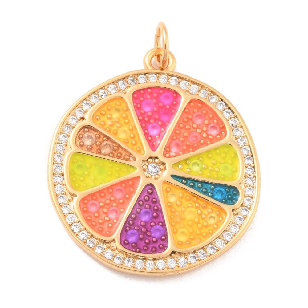 Bedel zirconia multicolor fruit 18K goud 25x22mm-bedels-Kraaltjes van Renate