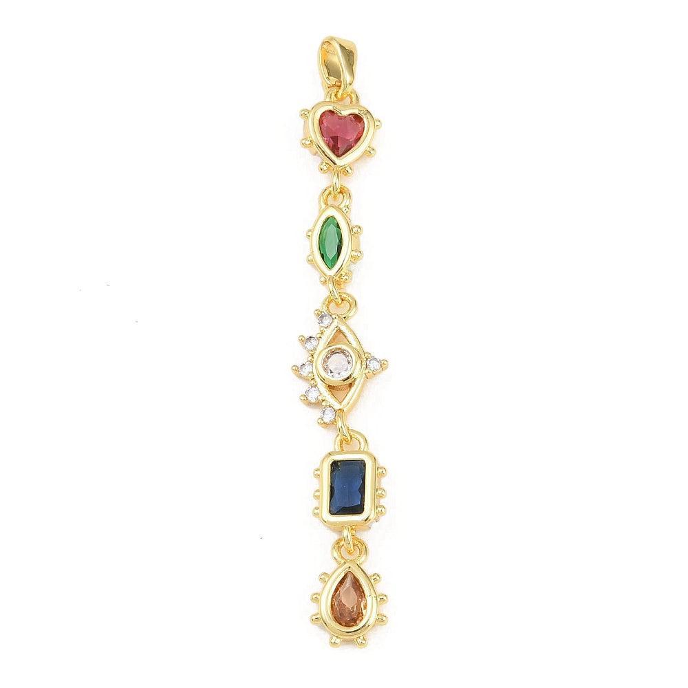Bedel zirconia pendants brass goud 57mm - per stuk-bedels-Kraaltjes van Renate