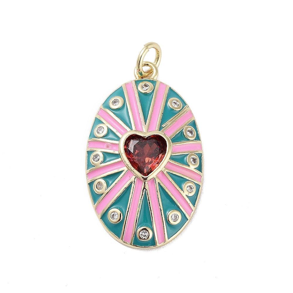 Bedel zirconia sky blue heart goud 26x16mm-bedels-Kraaltjes van Renate