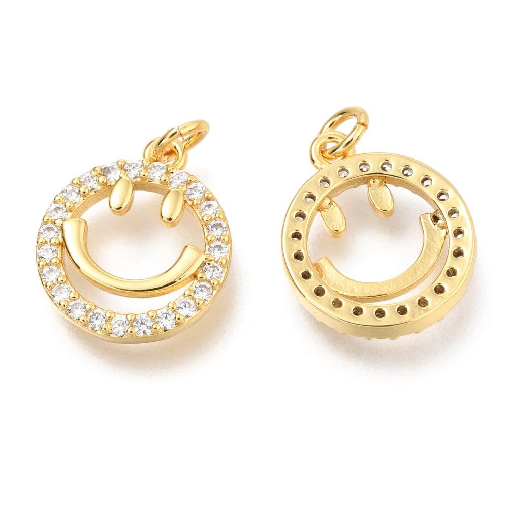 Bedel zirconia smiley 18K goud 14x12mm-bedels-Kraaltjes van Renate
