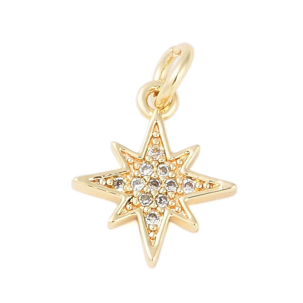 Bedel zirconia star 18K RVS goud 14x12mm-bedels-Kraaltjes van Renate