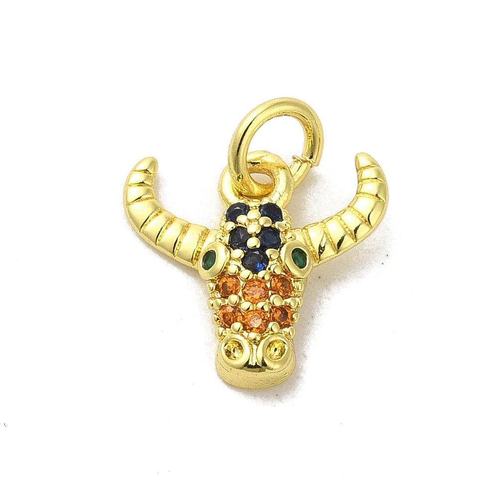 Bedel zirconia stier 18K RVS goud 11x12mm-bedels-Kraaltjes van Renate