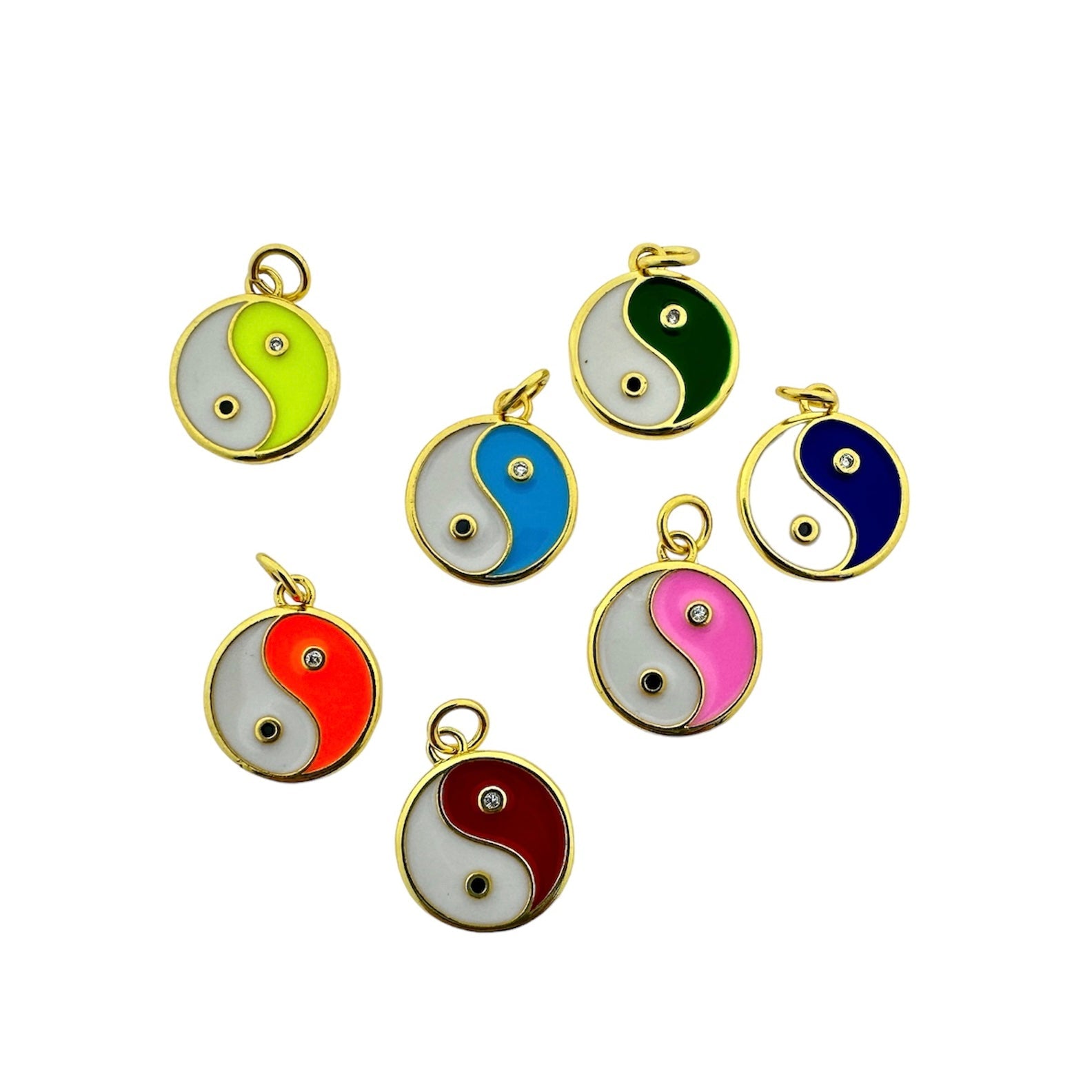 Bedel zirconia yin yang 18K goud 16x12mm-bedels-Kraaltjes van Renate